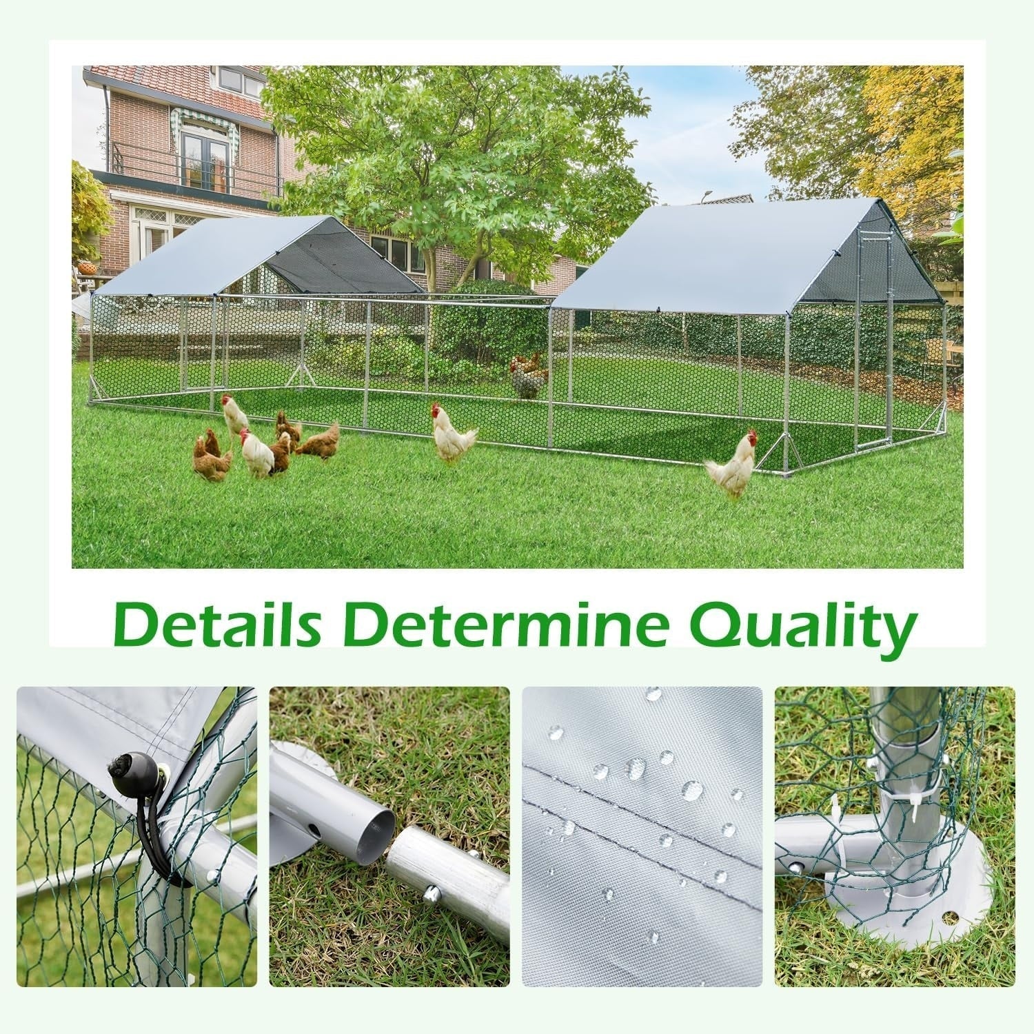 AECOJOY Grand poulailler en métal avec cage à poulets en métal