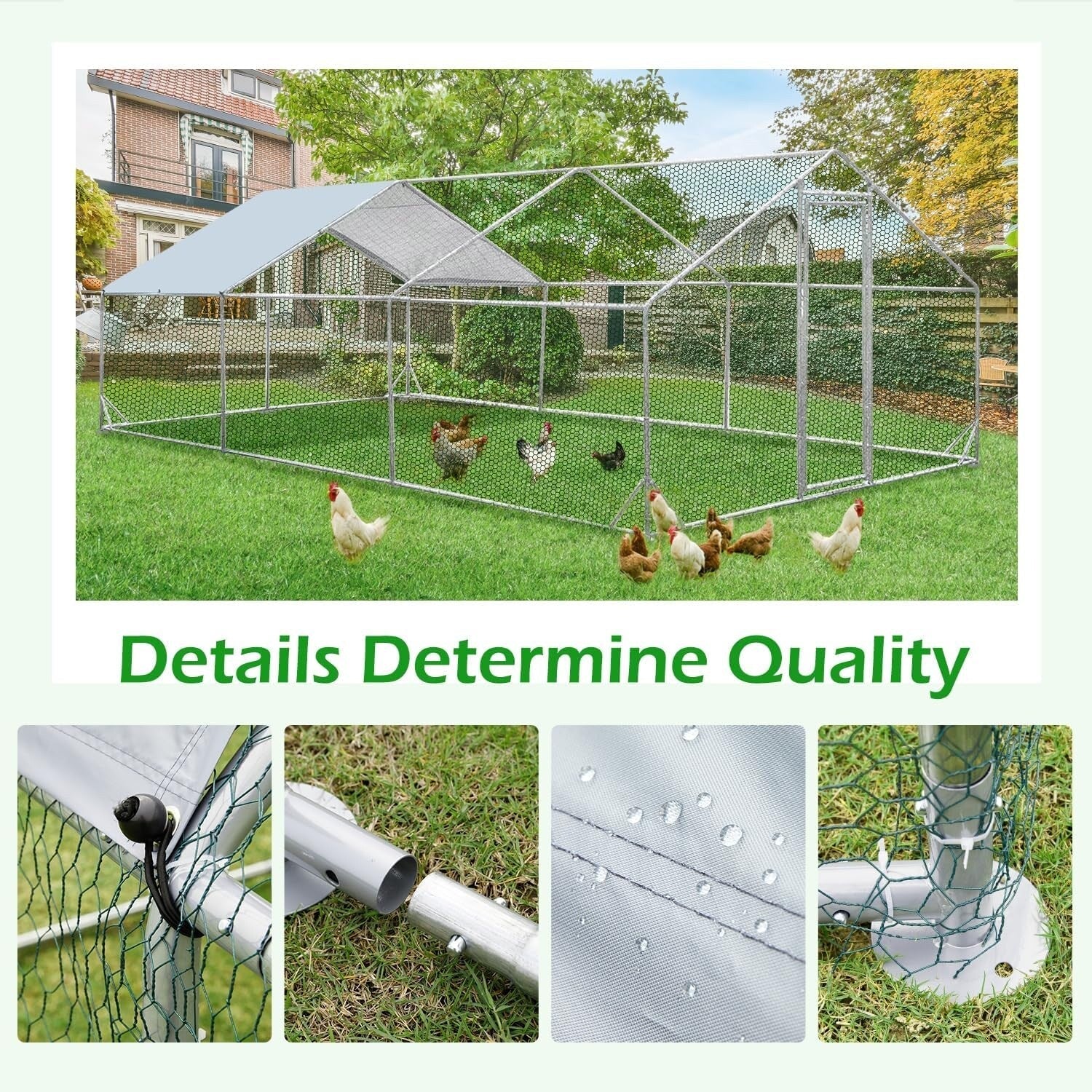 AECOJOY Grand poulailler en métal avec cage à poulets en métal