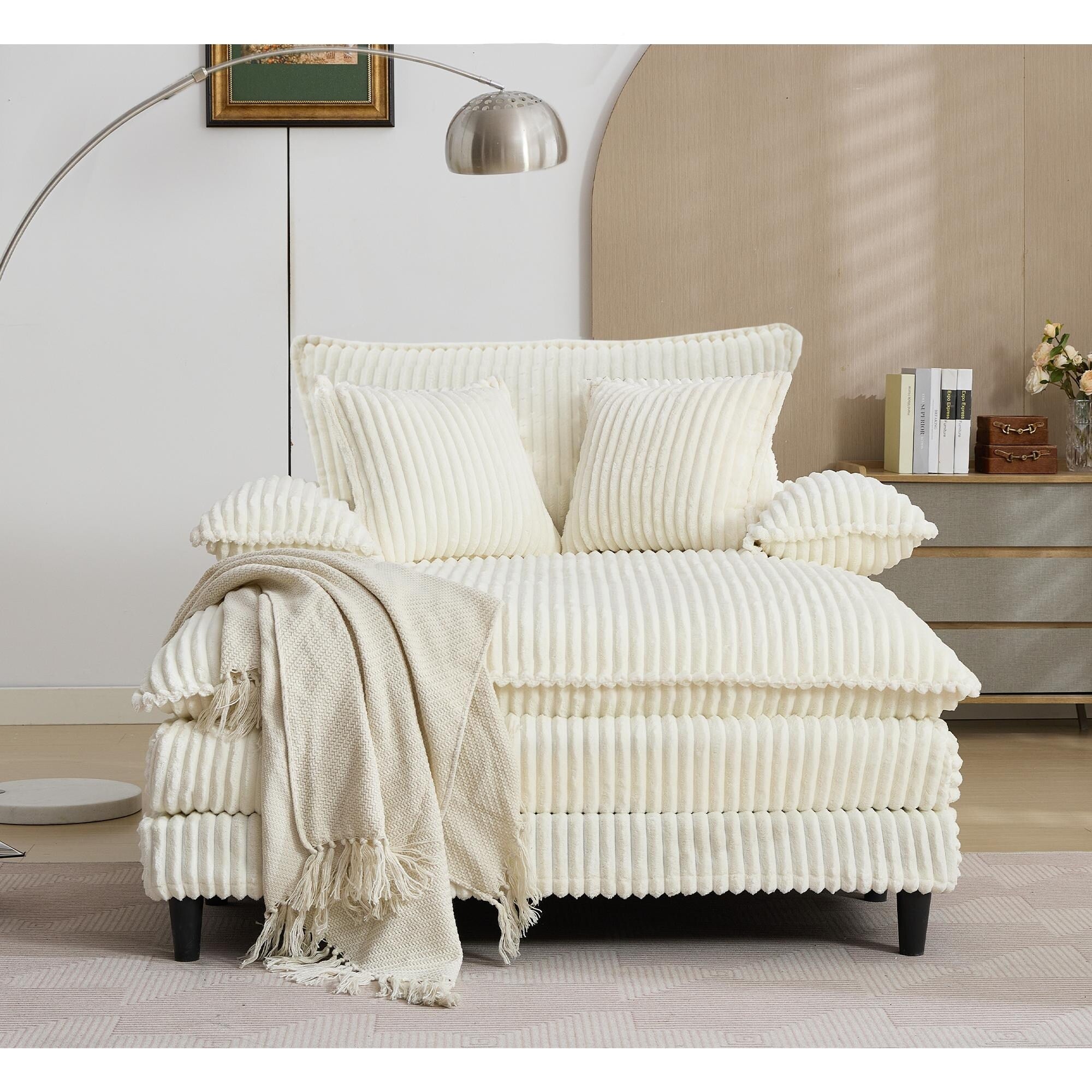 Canapé-lit surdimensionné en velours côtelé moelleux et réglable