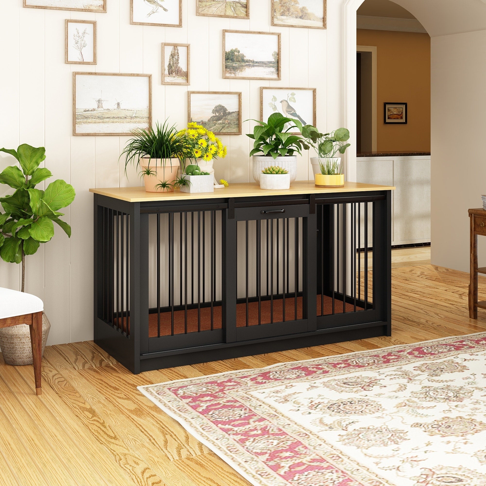 Cage pour chien élégante et robuste avec renfort en tube de fer