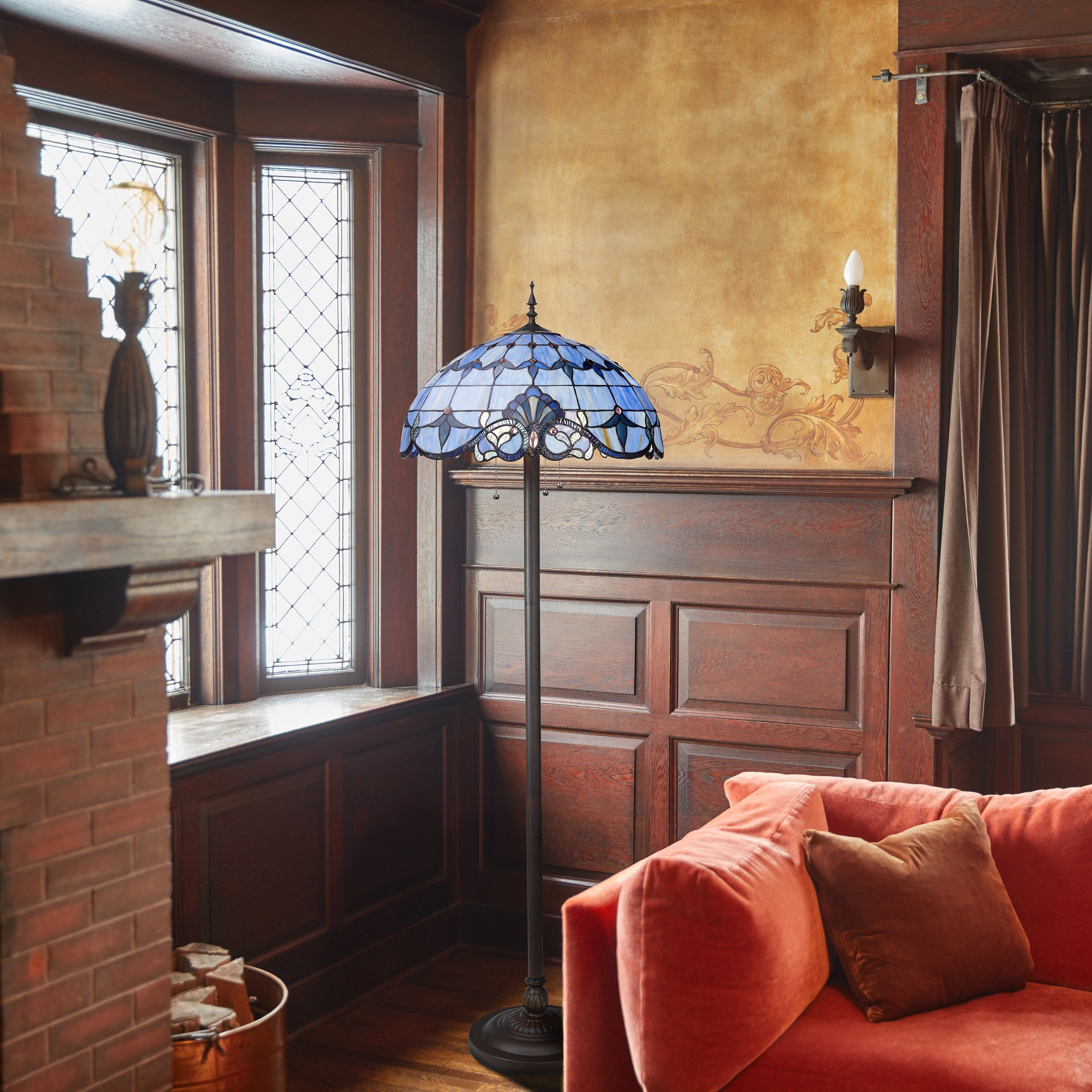 Lampadaire à 3 lumières en verre teinté et résine River of Goods Allistar, 64 pouces de hauteur, éclairage vers le bas - 20 L x 20 l x 64 H