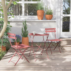 Ensemble bistrot pliant en métal 3 pièces, résistant aux intempéries, pour l'extérieur et l'intérieur, idéal pour la terrasse, la cour et le jardin.