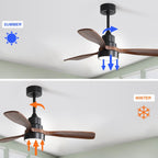Ventilateur de plafond à LED intégré 48 et 52 pouces avec lumière et télécommande, moteur CC réversible