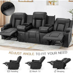 Canapé inclinable manuel AECOJOY pour camping-car, siège de cinéma maison en polyuréthane avec console
