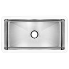 Évier de cuisine simple ANZZI Apollo blanc mat en surface solide de style ferme, 36 po, avec intérieur en acier inoxydable