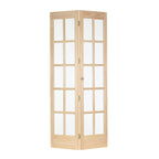 Porte pliante traditionnelle en pin brut AWC de 30 pouces avec verre divisé