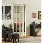 Porte pliante traditionnelle en pin brut AWC de 32 pouces avec verre divisé