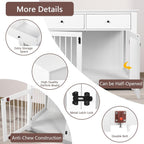 Cage pour chien Bossin de 111 cm de large, table d'appoint en bois avec tiroirs de rangement, niche décorative pour animaux de compagnie.