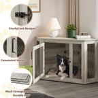 Niche d'angle pour chien Bossin, niche en bois de 44/52 pouces avec filet, niche décorative en bois pour chien, idéale pour l'intérieur