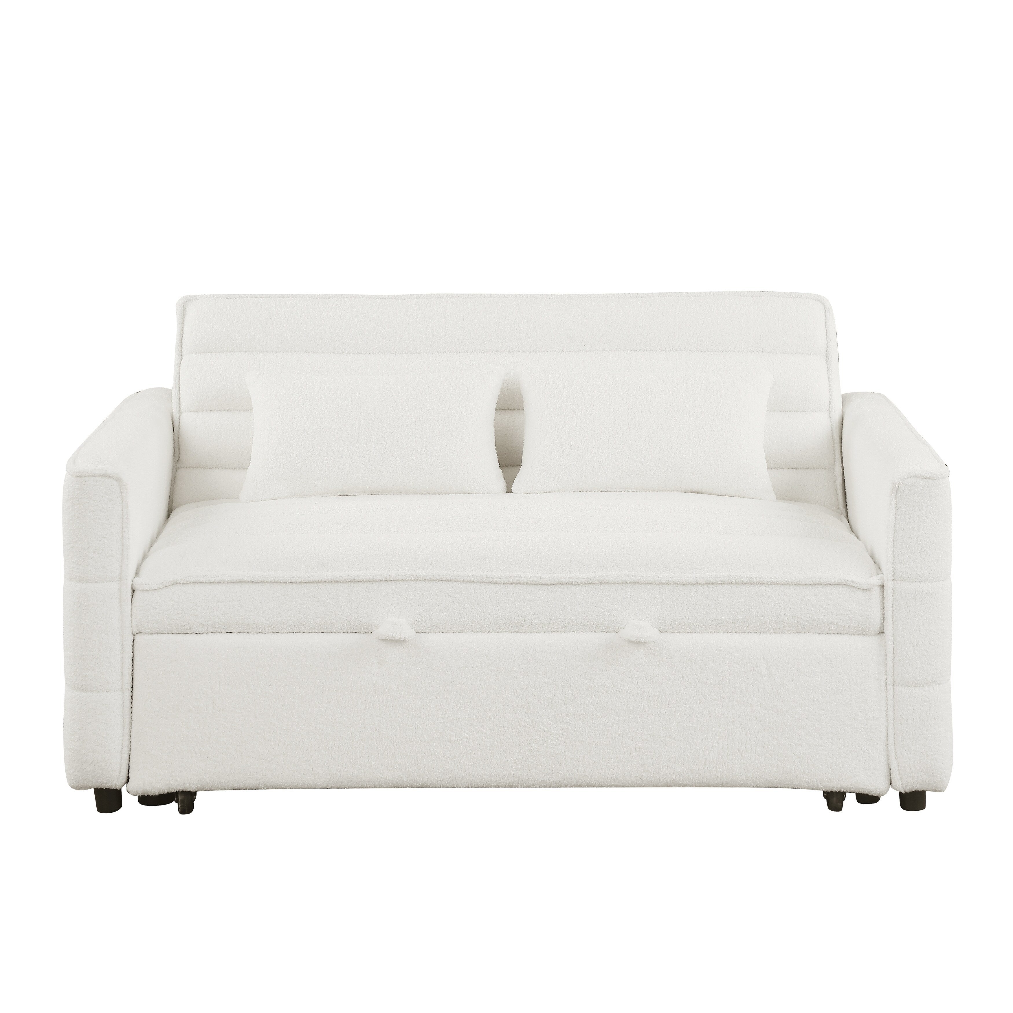 Canapé-lit convertible Boucle beige 55,12 pouces avec dossier réglable et 2 coussins de taille pour le salon