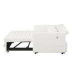 Canapé-lit convertible Boucle beige 55,12 pouces avec dossier réglable et 2 coussins de taille pour le salon