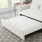 Canapé-lit convertible Boucle beige 55,12 pouces avec dossier réglable et 2 coussins de taille pour le salon