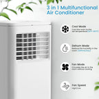 Climatiseurs portables Bossin 8 000 BTU (Ashrae), 5 000 BTU (SACC) 3 en 1 avec télécommande, refroidisseur d'air portable pour pièce silencieuse - 880 V