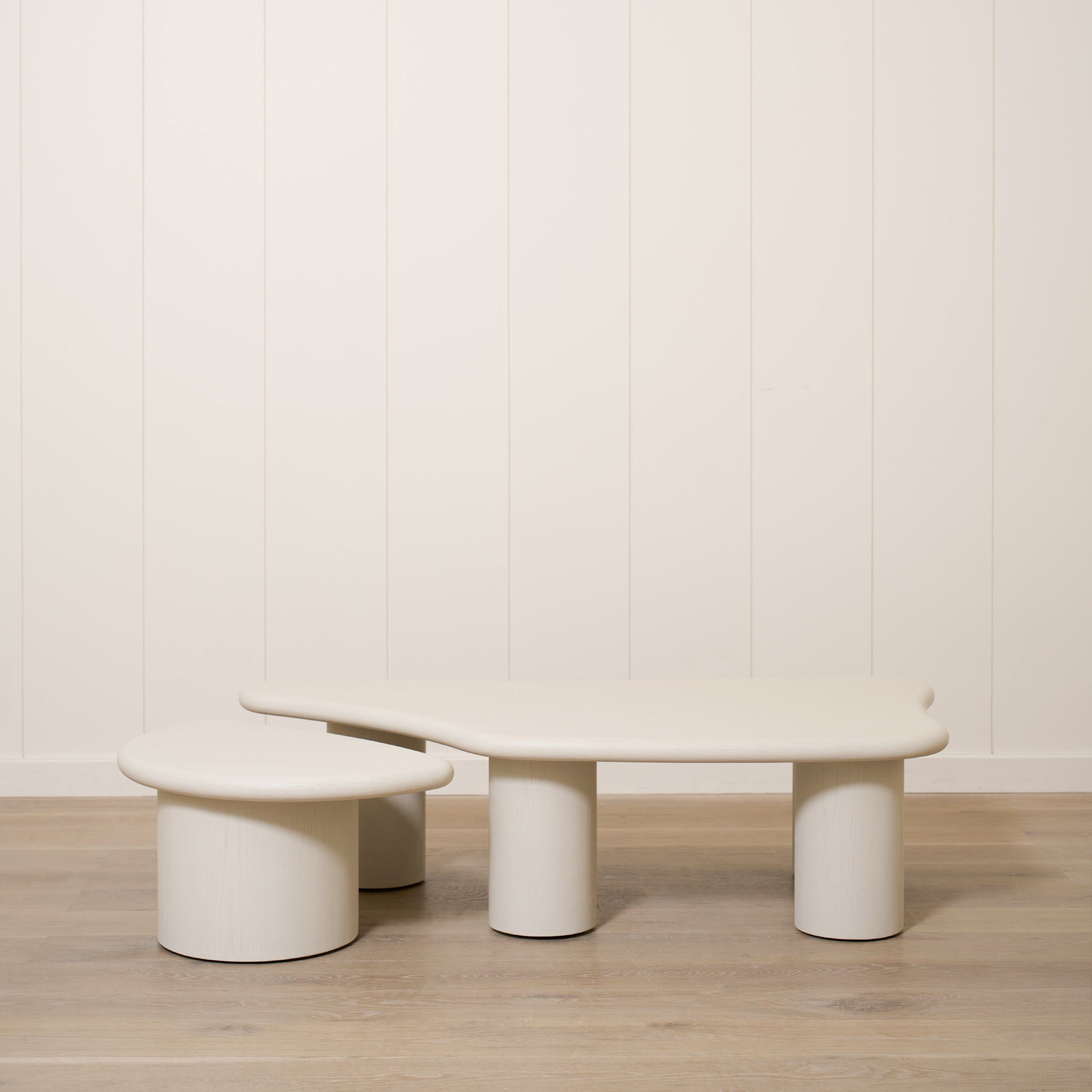Tables basses Daniel - Ensemble 2 pièces - Bordure brossée grise