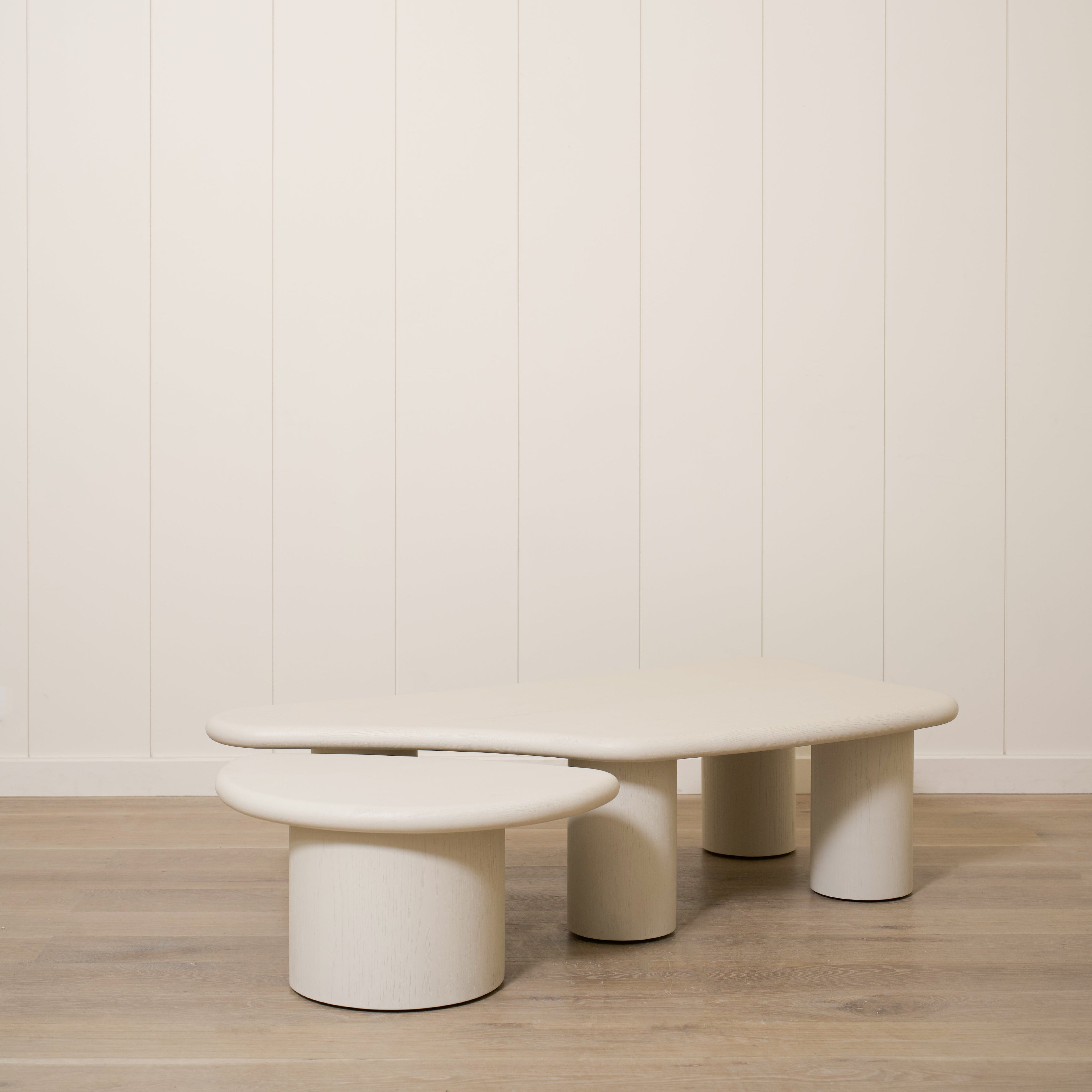 Tables basses Daniel - Ensemble 2 pièces - Bordure brossée grise