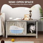 Enceinte de litière pour chat, meuble de toilette en bois caché avec griffoir