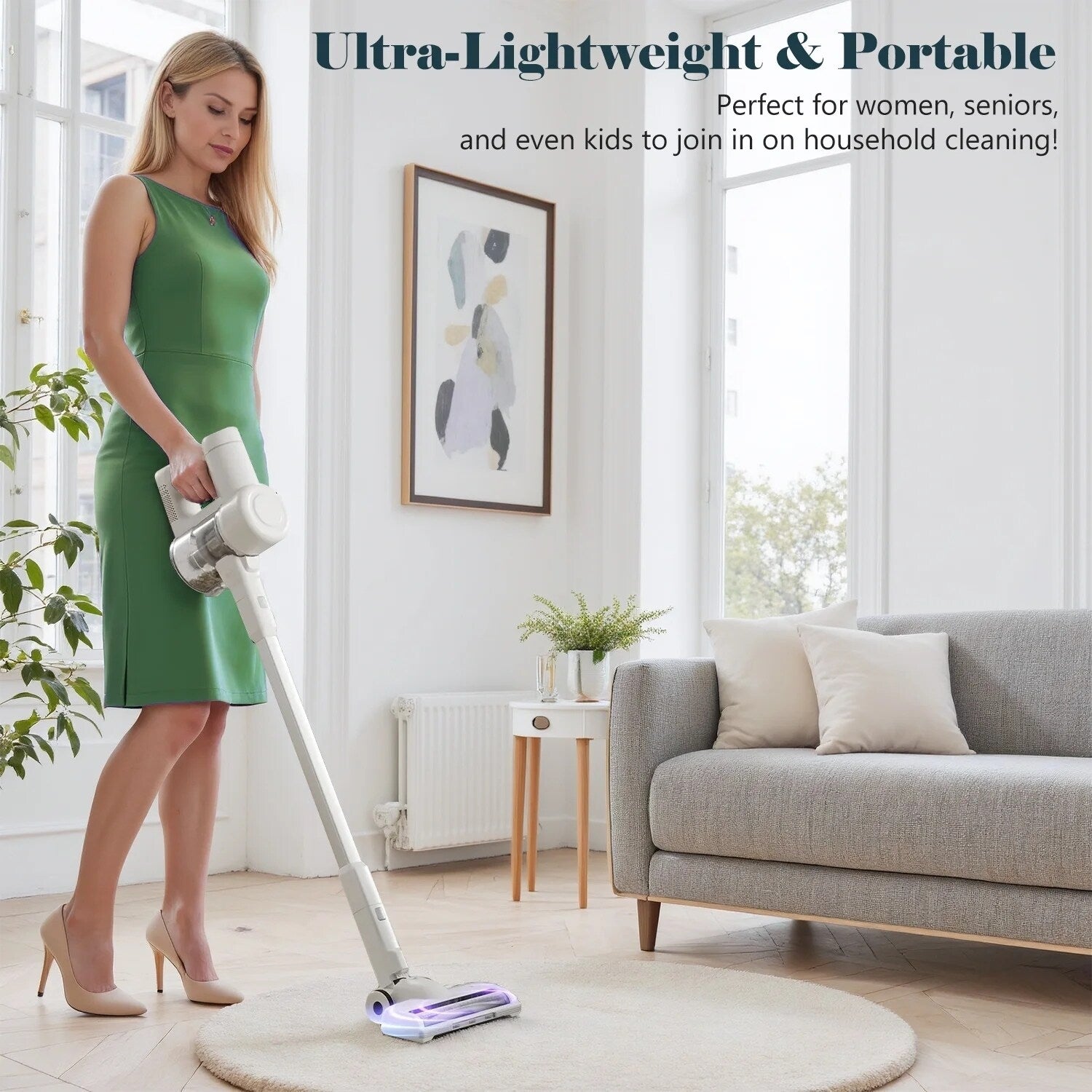 Aspirateur balai sans fil 3 en 1, léger pour tapis, sols durs, poils d'animaux et nettoyage de la maison
