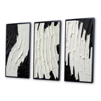 Designart Momentary Spirit Noir et Blanc Abstrait II Peinture Abstraite Cadre Galerie Murale Ensemble De 3 Pour La Décoration Intérieure