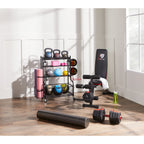Support d'haltères, support de poids, rangement pour tapis et ballons de yoga, organiseur d'équipement
