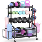 Support d'haltères, support de poids, rangement pour tapis et ballons de yoga, organiseur d'équipement