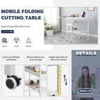 Table de bricolage réglable en hauteur avec étagères de rangement, table de découpe pliante mobile pour la maison, le bureau, la salle de couture et la salle d'artisanat