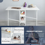 Table de bricolage réglable en hauteur avec étagères de rangement, table de découpe pliante mobile pour la maison, le bureau, la salle de couture et la salle d'artisanat