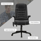 Fauteuil de bureau HOMCOM à 6 points de massage vibrant et chauffant, dossier haut en velours avec dossier inclinable