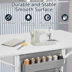 Table de bricolage réglable en hauteur avec étagères de rangement, table de découpe pliante mobile pour la maison, le bureau, la salle de couture et la salle d'artisanat