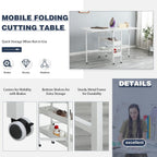 Table de bricolage réglable en hauteur avec étagères de rangement, table de découpe pliante mobile pour la maison, le bureau, la salle de couture et la salle d'artisanat