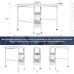 Table de bricolage réglable en hauteur avec étagères de rangement, table de découpe pliante mobile pour la maison, le bureau, la salle de couture et la salle d'artisanat