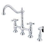 Robinet de cuisine Kingston Brass Heritage Bridge avec douchette en laiton