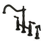 Robinet de cuisine Kingston Brass Heritage Bridge avec douchette en laiton