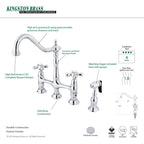 Robinet de cuisine Kingston Brass Heritage Bridge avec douchette en laiton