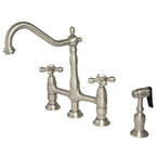 Robinet de cuisine Heritage Bridge avec douchette en laiton