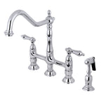 Robinet de cuisine Heritage Bridge avec douchette en laiton