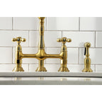 Robinet de cuisine Heritage Bridge avec douchette en laiton