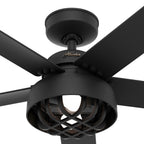 Ventilateur de plafond Hunter 52 Autumn Breeze II, éclairage LED intérieur/extérieur et télécommande portable - Style industriel, transitionnel, moderne, en cage