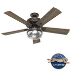 Ventilateur de plafond intérieur/extérieur Hunter 52 Canyon Ridge, éclairage LED, télécommande portative - Style campagnard, rustique, industriel