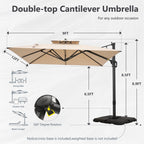 MAISON ARTS Parasol déporté hydraulique automatique de 12 pieds avec mât en aluminium et rotation à 360 degrés