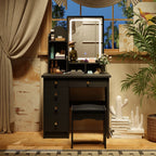 Coiffeuse avec table et tabouret, miroir et éclairage LED