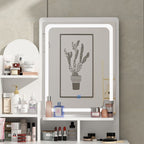 Coiffeuse avec table et tabouret, miroir et éclairage LED