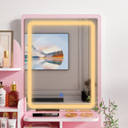 Coiffeuse avec table et tabouret, miroir et éclairage LED