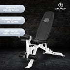 Banc de musculation réglable et polyvalent Marcy en acier avec revêtement en poudre, blanc - 65 x 23 x 46,5 pouces