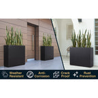 Jardinière métallique lourde pour plantes d'extérieur, 96 x 25 x 76 cm (L x l x H) de hauteur et de longueur, avec séparateur en métal - 96 x 76 x 25 cm