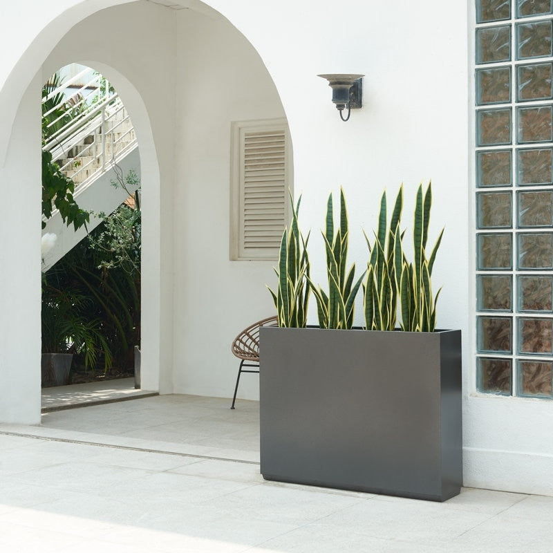 Jardinière métallique lourde pour plantes d'extérieur, 96 x 25 x 76 cm (L x l x H) de hauteur et de longueur, avec séparateur en métal - 96 x 76 x 25 cm