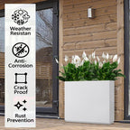 Jardinière métallique lourde pour plantes d'extérieur, 96 x 25 x 76 cm (L x l x H) de hauteur et de longueur, avec séparateur en métal - 96 x 76 x 25 cm
