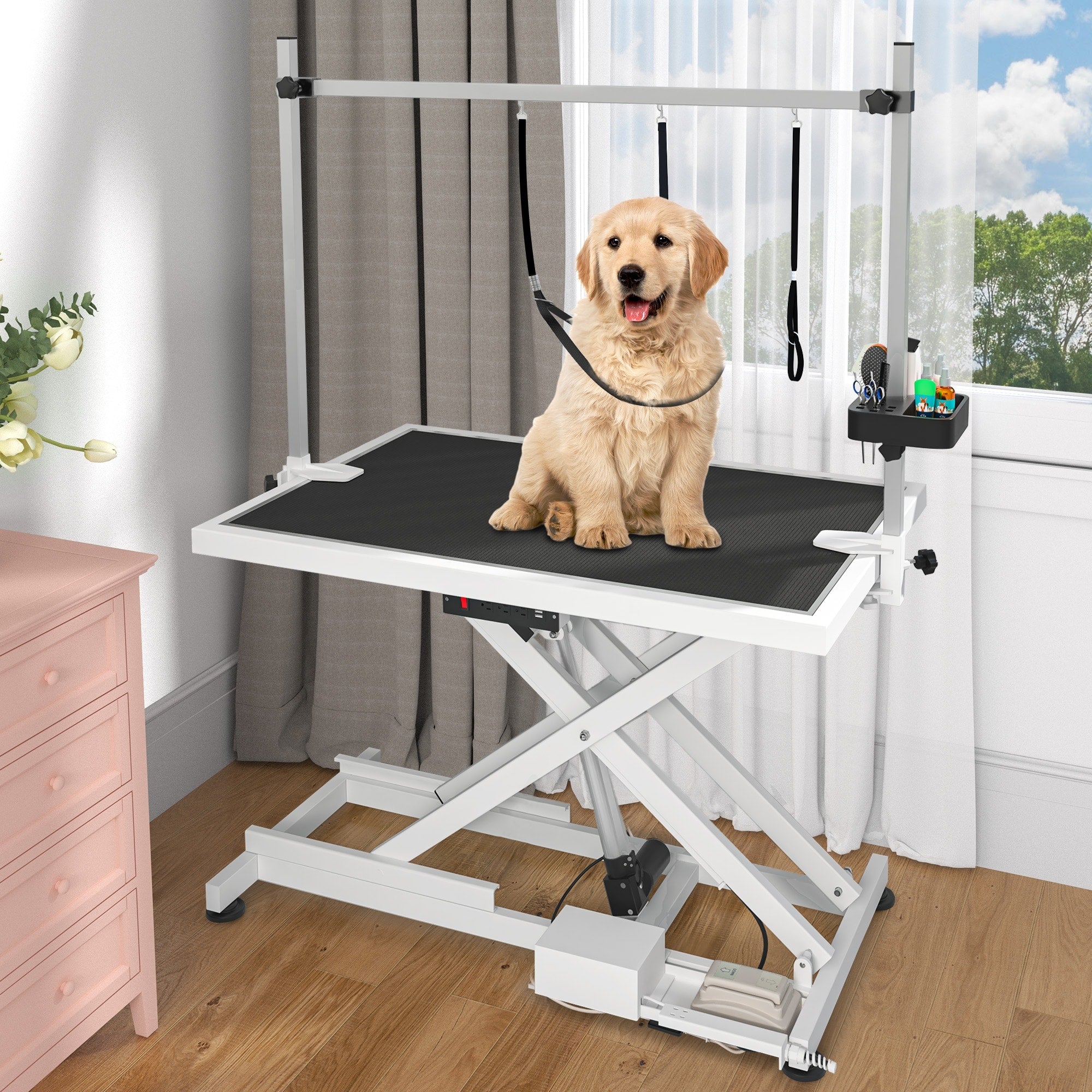 Table de toilettage électrique professionnelle pour grands chiens, robuste, avec bras en aluminium, 50 po de largeur