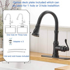 Robinet de cuisine à tirette, poignée unique, robinet d'évier de cuisine moderne à un trou avec douchette extractible, robinet de lavabo avec plaque de pont
