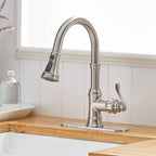 Robinet de cuisine à tirette, poignée unique, robinet d'évier de cuisine moderne à un trou avec douchette extractible, robinet de lavabo avec plaque de pont