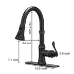 Robinet de cuisine à tirette, poignée unique, robinet d'évier de cuisine moderne à un trou avec douchette extractible, robinet de lavabo avec plaque de pont